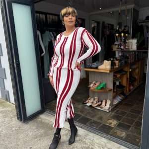 Stripe Knitted Skirt set